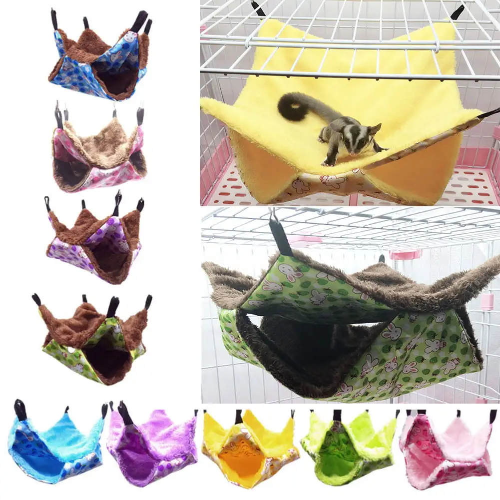 Walbest Small Animal Hammock Pet Hanging Hammock Swinging Bed Nap Sack Swing Bag Soft Bunkbed Hammock Toy Nest Hamster Accessories for Parrot Ferret Squirrel Hamster Rats Playing Sleeping