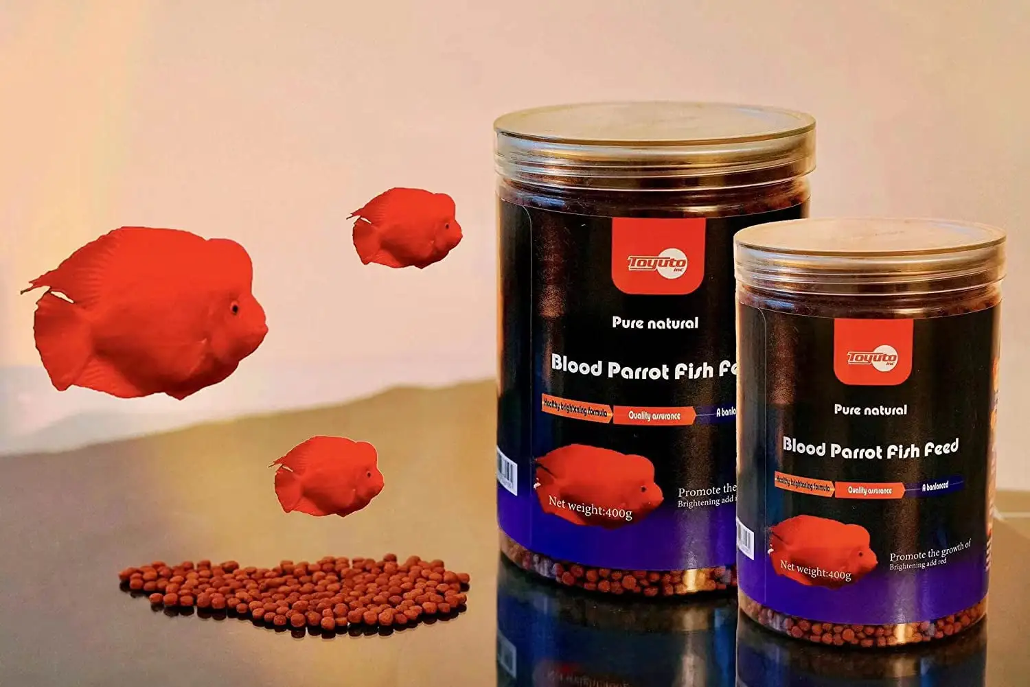 Parrot Fish Pellets Food Color-Enhancing Red Parrot Cichlid Fish Feed Food 400 Gram