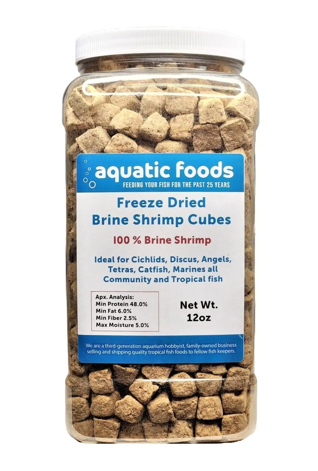 Brine Shrimp Cubes--Freeze Dried Floating Brine Cubes for All Tropical Fish. Marine Fish. Discus. Cichlids. Koi & Pond Fish. Turtlesa?|12oz Lg Jar