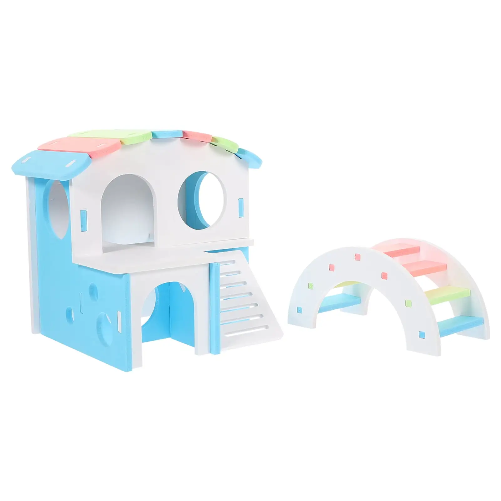 1 Set of Decorative Hamster Hideout Wear-resistant Hamster Bridge Wooden Hamster Toy