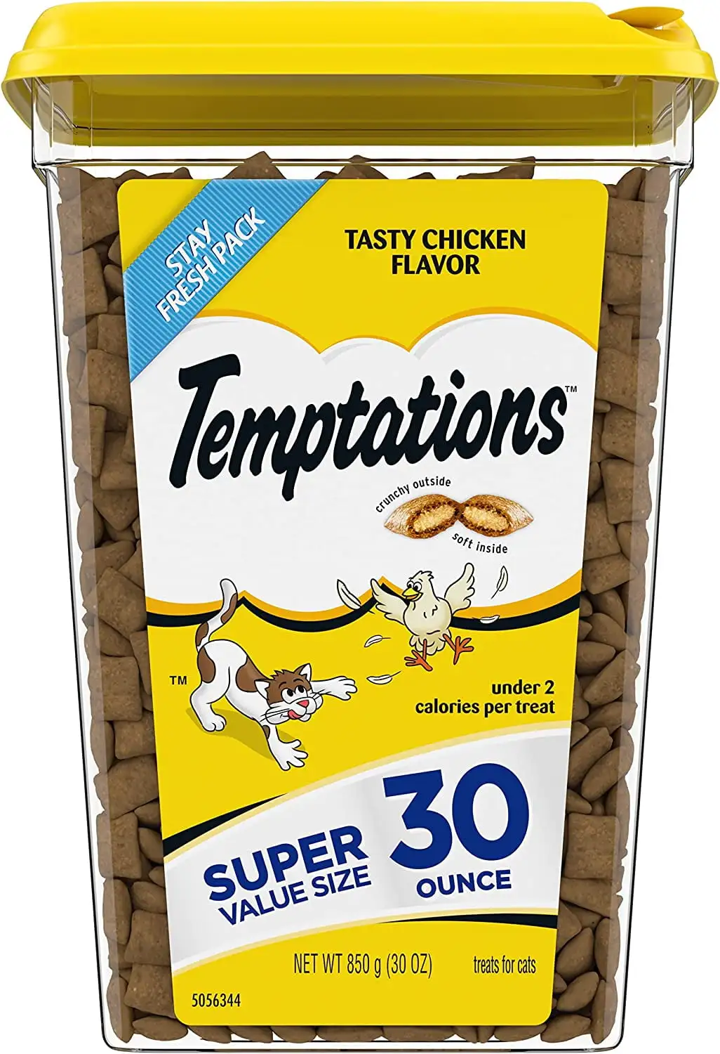 TEMPTATIONS Classic Crunchy and Soft Cat Treats Tasty Chicken Flavor. 30 oz. Tub (Packaging May Vary)