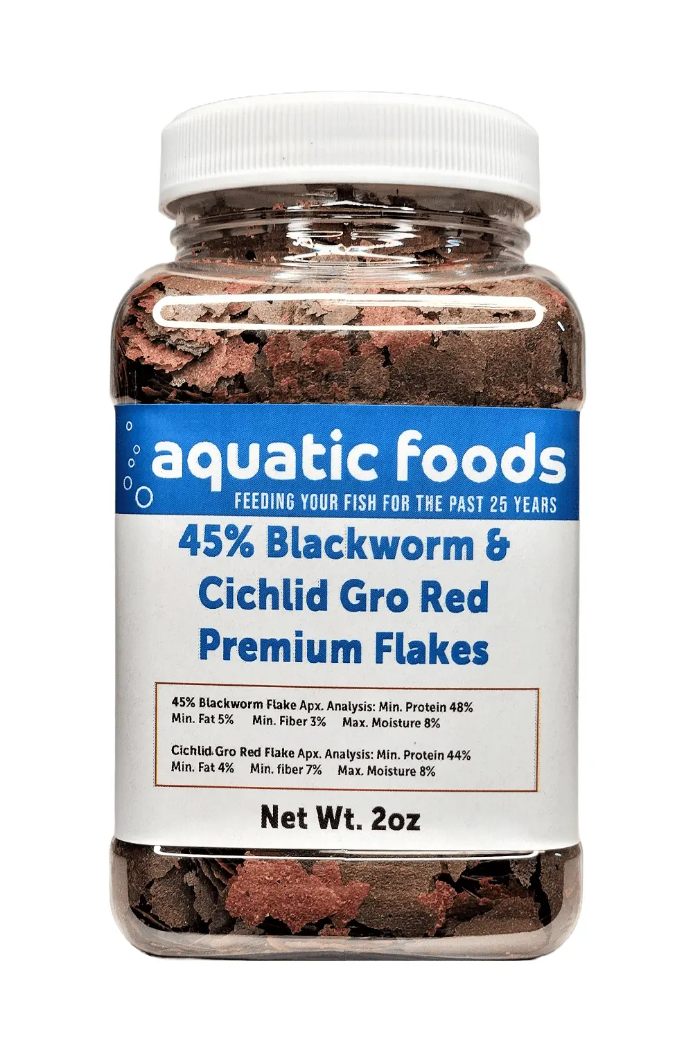 45% Blackworm & Cichlid Gro Red Color Flake Mix for Cichlids. Discus. for All Community Tropical Fish. Aquatic Foods Flakesa?|2oz Small Jar