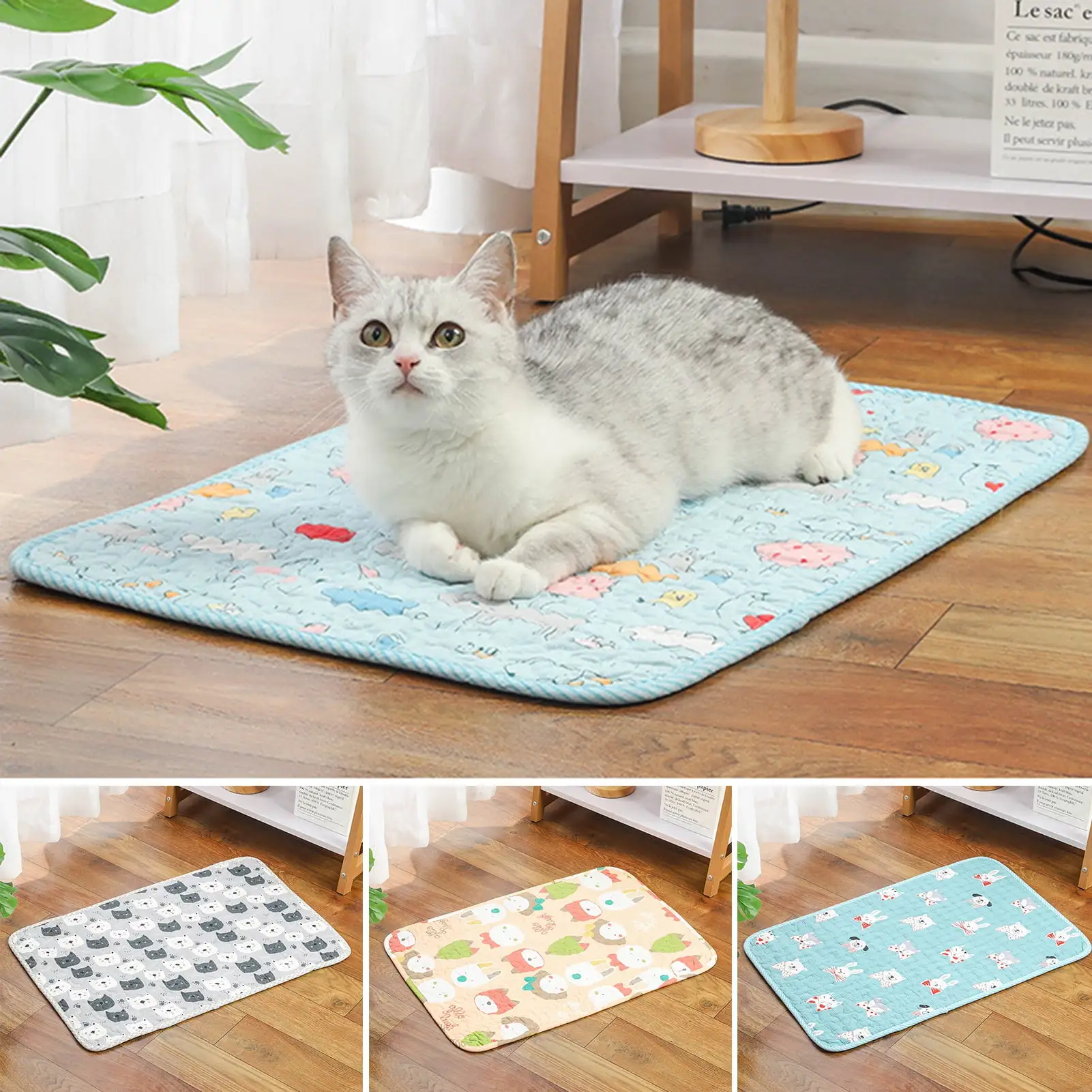 Happy Date Dog Cooling Mat Pads for Pets Cooling Blanket Cat Chilly Pad for Kennels. Crates. Cars. Indoor and Outdoor Ice Silk Mat Non-Toxic Sleep Bed Mat for Small Medium Large Dogs