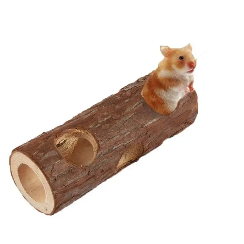 TureClos Wooden Animal Tunnel Exercise Tube Chew Toy for Rabbit Ferret Hamster Guinea Pig Hamster Toy Tunnel Small Pet