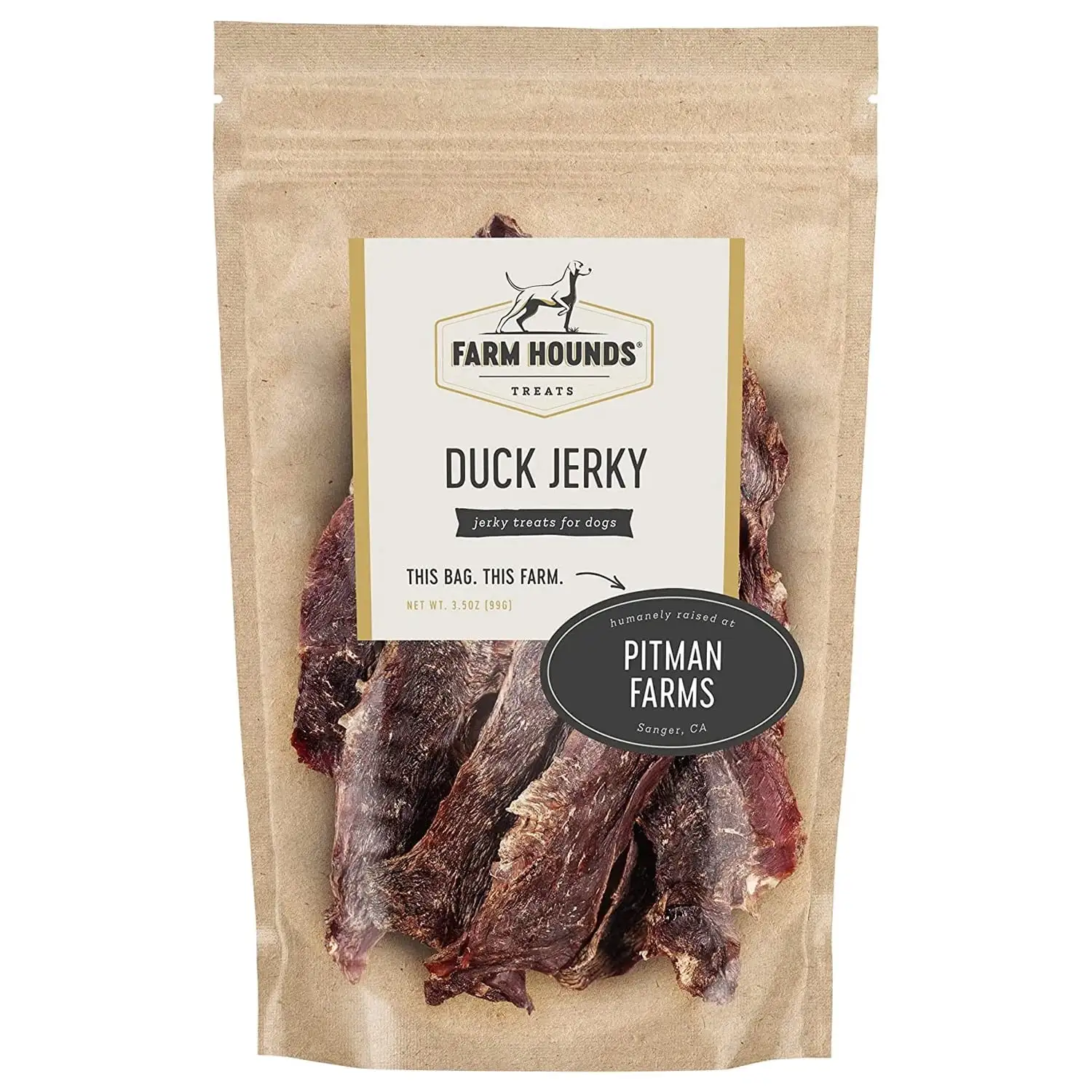 Farm Hounds Duck Jerky. Humanely Raised. No Fillers. Healthy Dehydrated Treats Made in USA