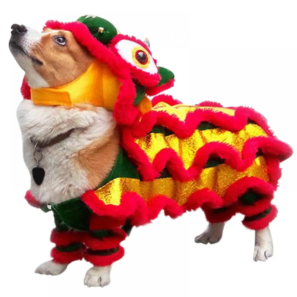 Dog Costume Dragon Dance Clothing. Puppy Festive Cosplay Costume for Chinese New Year