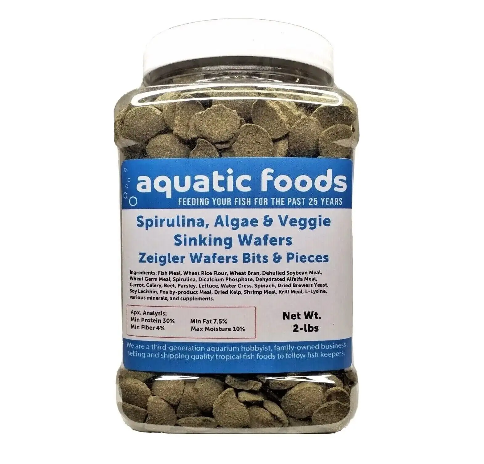 BITS & PIECES of Spirulina. Algae & Veggie Sinking Wafers for Bottom Fish. Shrimp. Snails. Crabs. Crayfish. All Tropical Fisha?|2-lb Med Jar