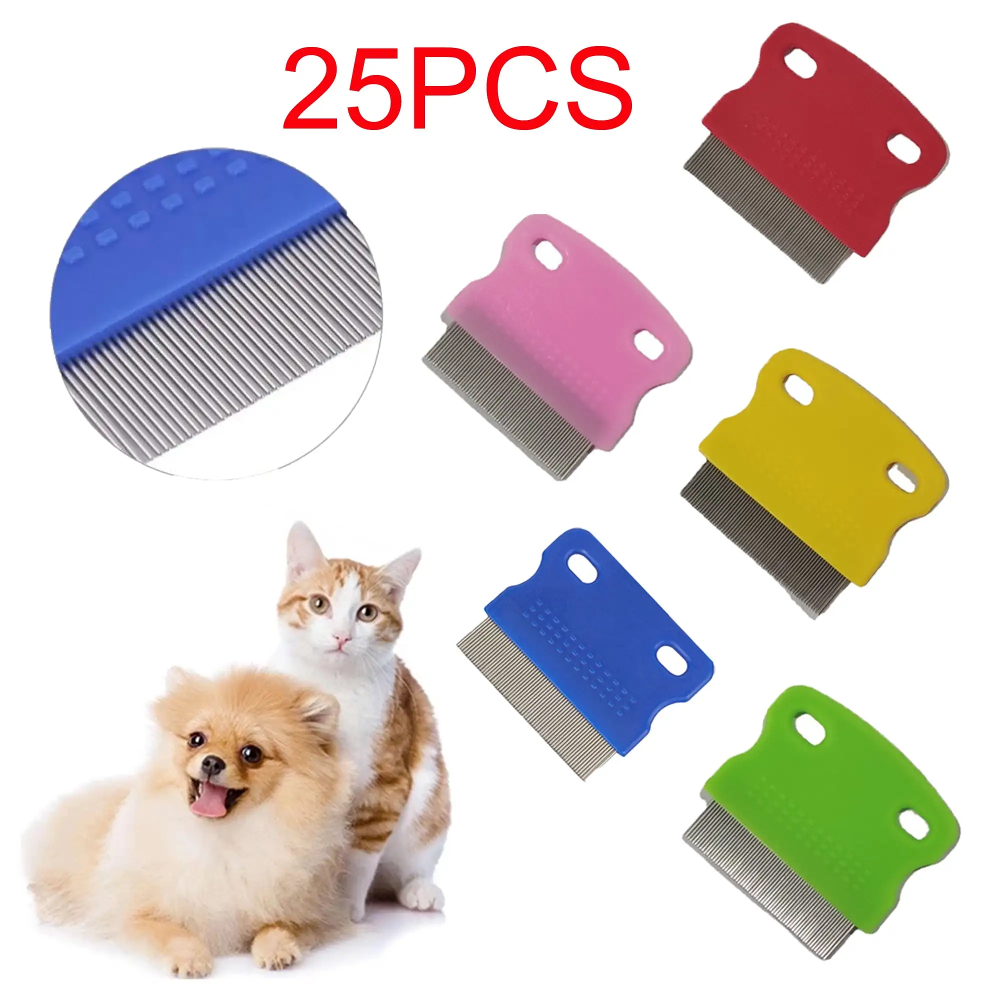 25PCS Pet Dog Comb Remove Flea Hair Brush Hair Combs