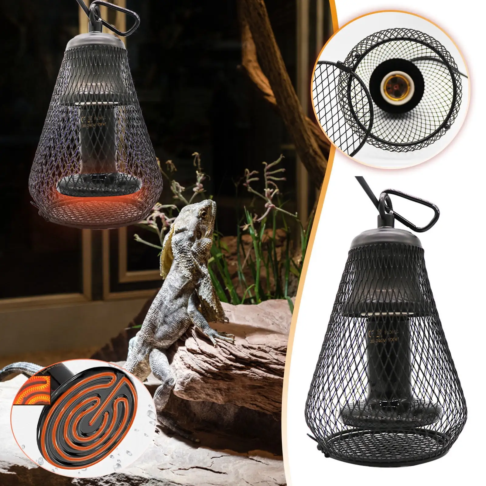 Kiplyki Wholesale 150W Pet Heating Warm Lamp Reptile Ceramic Lamp Cats Dogs And Birds Cage Cage Anti-scalding Lampshade