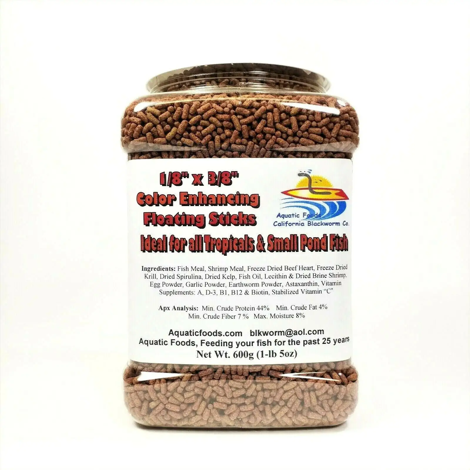 1/8 x 3/8 Color Enhancing Floating Sticks. Great for all Tropicals & Pond Fisha?|600g Large Jar