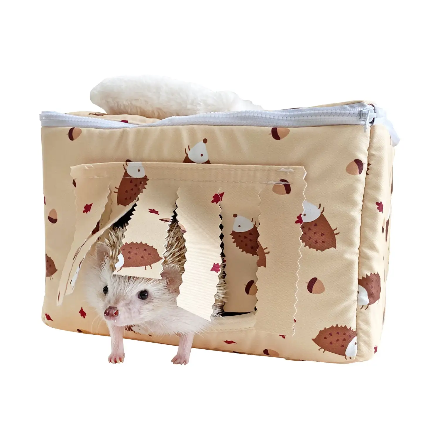 Portable Small Animals House Hide Cave Habitat for Hedgehog Guinea Pig Ferret Squirrel Bed Nest ( Beige )