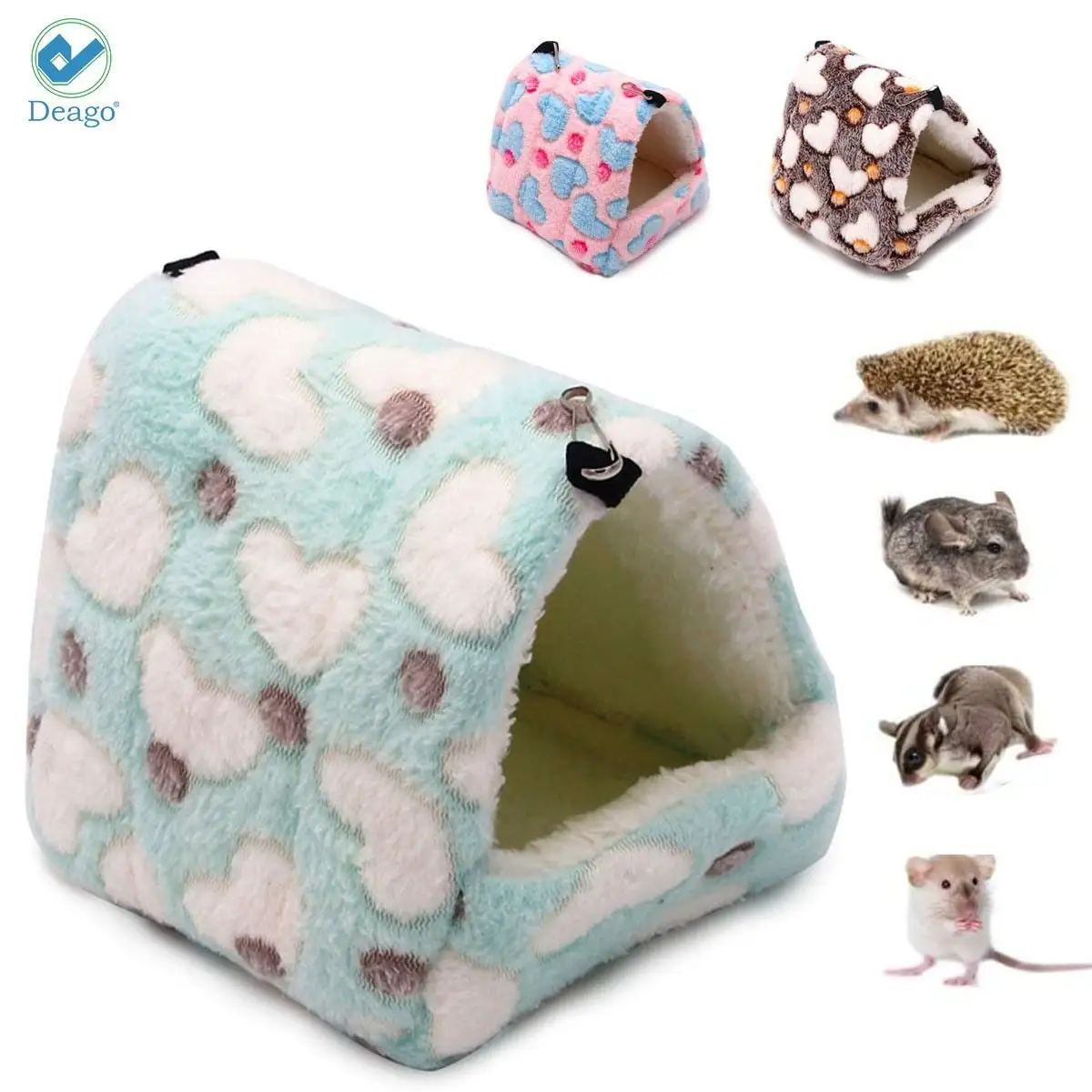 Deago Hamster Hammocks Rat House Bed Hut Shed Guinea Pig Cage Bedding for Bird Squirrel Hedgehog Chinchilla Nest Tent (Blue. L)