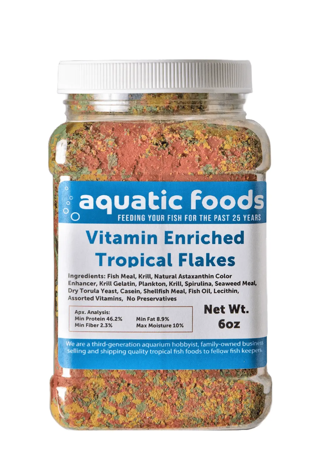 Premium Vitamin Enriched Tropical Flakes for All Community Tropical Fish. Cichlids and Pond Fish - AFI Vitamin Tropical Flakes a?|6oz Med Jar