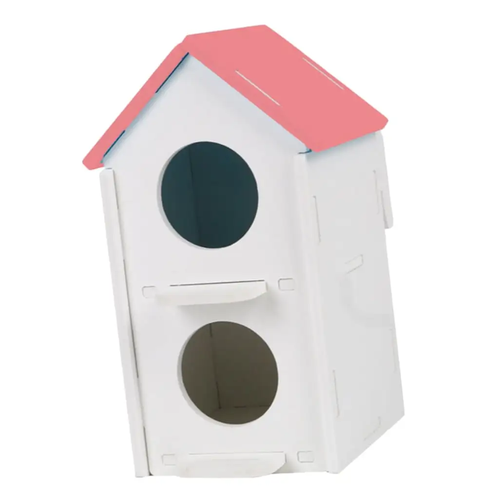 2 Layer Bird Breeding Box Bird House Outdoor Garden Decorative Wood Pet Birdhouse for Bluebirds. Finch. Chickadee. Tree Swallow Bird. .Pink