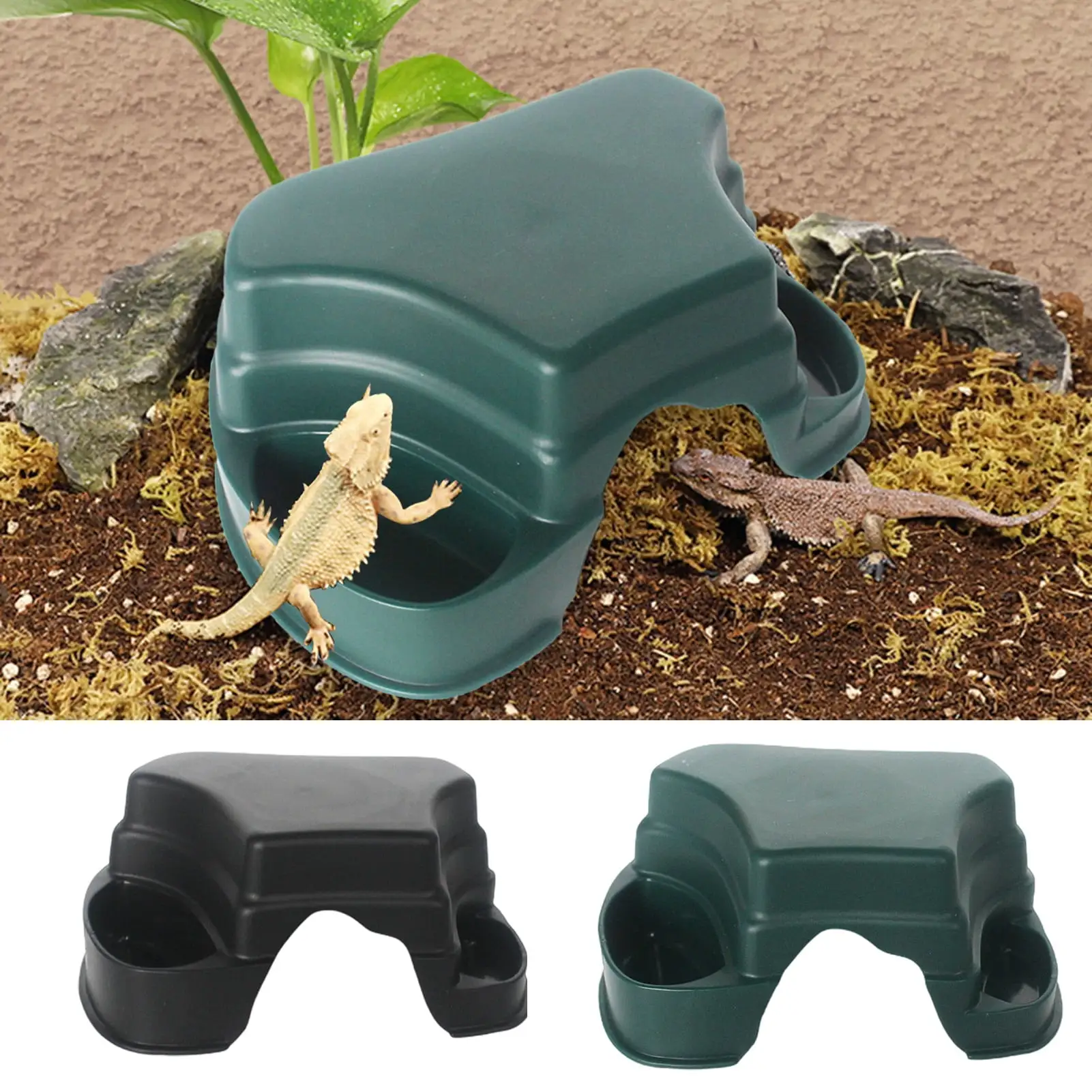 Walbest 1 Pack Turtle Platform. Reptile Shelter with Feeder Trough Pet Climbing Toys Lizard Hideout Platform for Bearded Dragon Tortoise