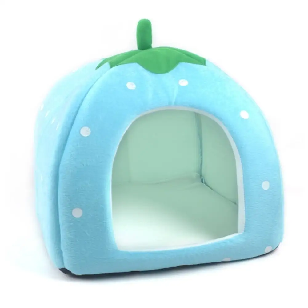 Pet Portable Strawberry Fleece House Bed Warm Cave for Dog.Cat.Rabbit.Guinea Pig.Ferret or Other Small Animal