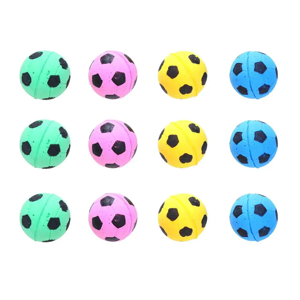 12pcs Cute Dog Cat Chew Ball Foam Football Pet Interactive Fetch Play Toy