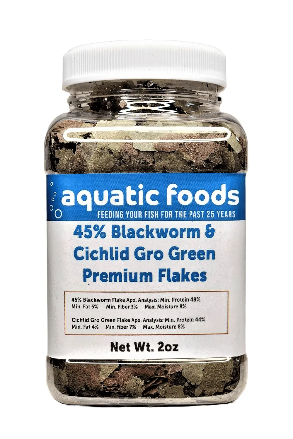 45% Blackworm & Cichlid Green Gro Spirulina-Veggie Flake Mix for Cichlids. Discus. for All Community Tropical Fish. Aquatic Foods Flakes a?|2oz Small Jar