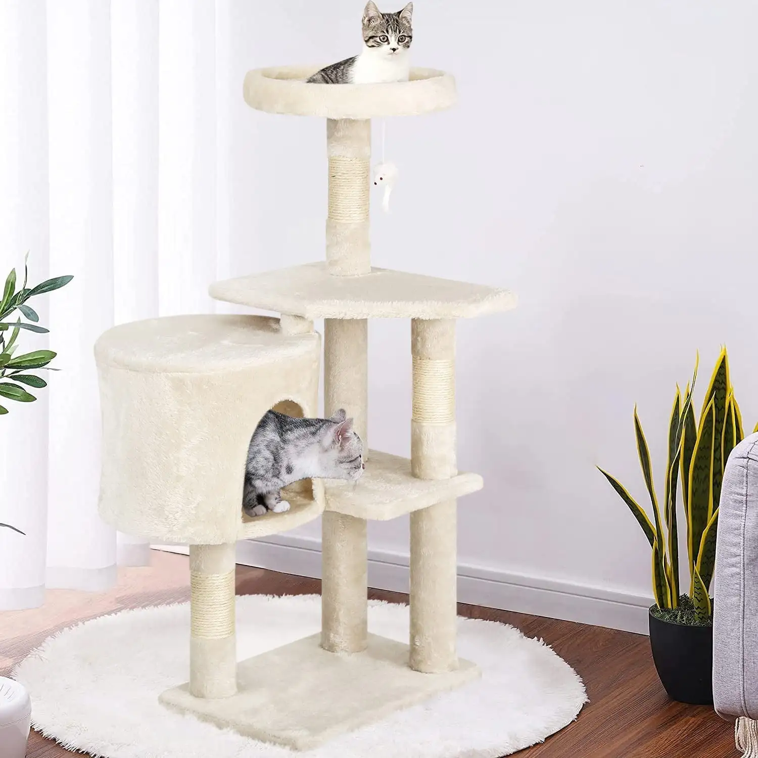 BestPet 36 inch Tall Cat Tree Cat Tower Cat Condo Multi-Level.Beige