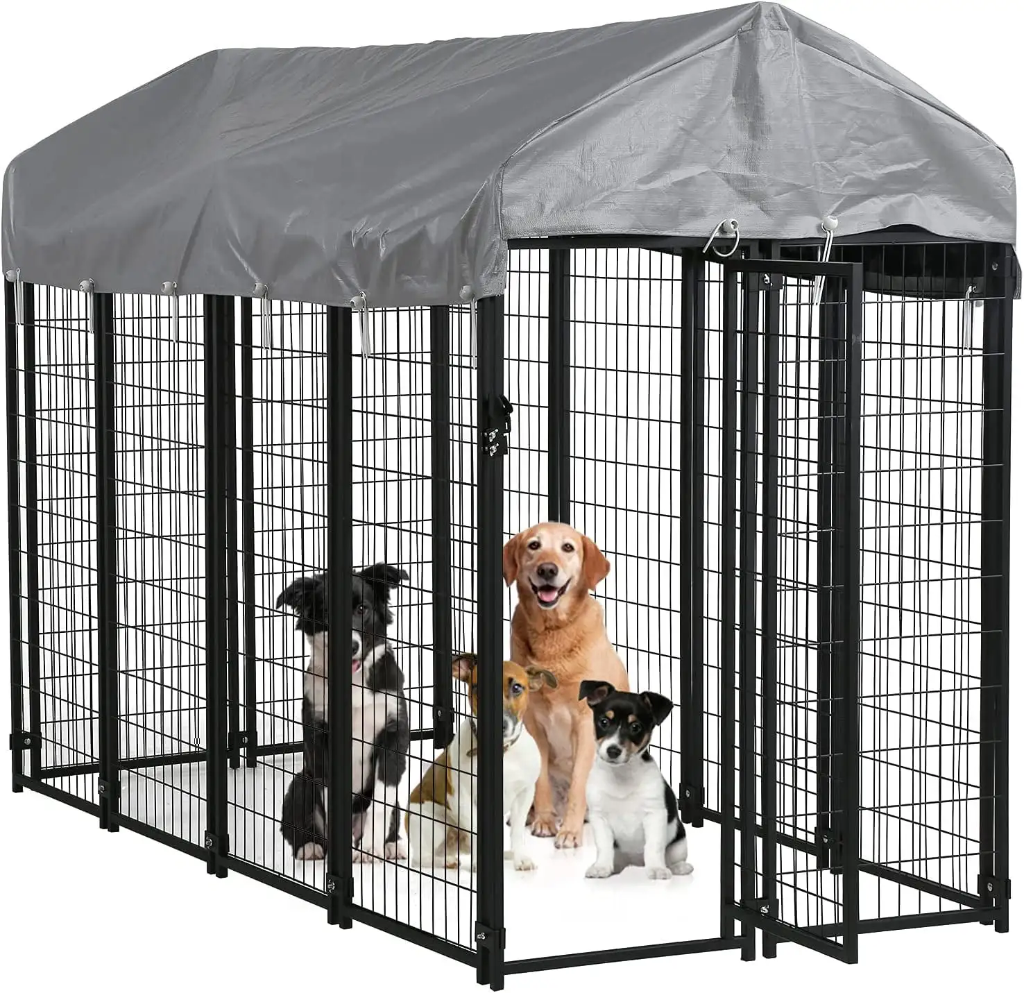 8 x 4 x 6 Ft Heavy Duty Large Dog Kennel Outside. Outdoor Dog Pen for Outside with UV Protection Waterproof Cover and Roof Metal Welded Dog Crate 6ft Tall Dog Playpen House for Large Dogs