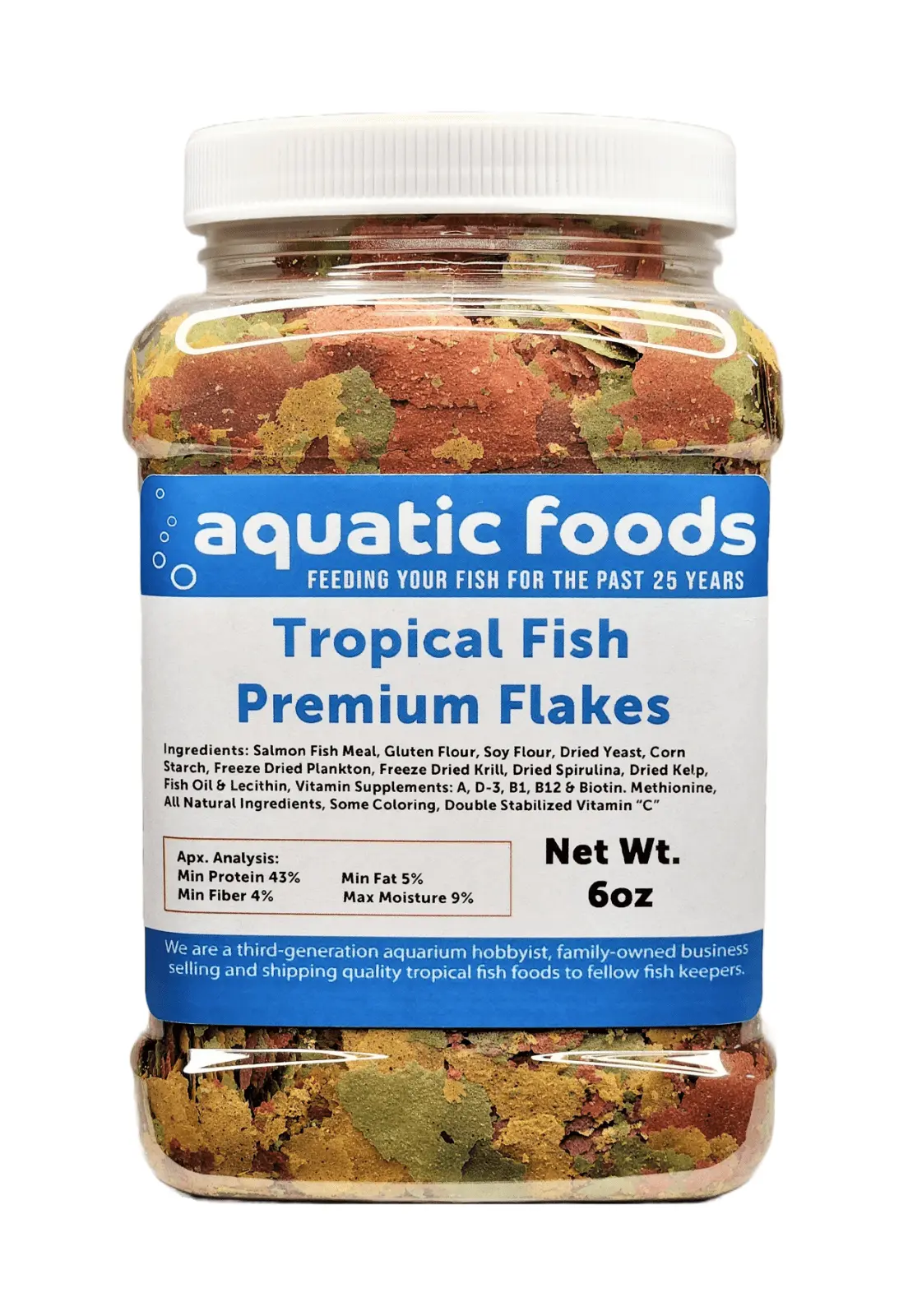 Tropical Fish Premium Flakes for All Community Tropical Fish. Cichlids and Pond Fish. Aquatic Foods Premium Flakesa?|6oz Med Jar