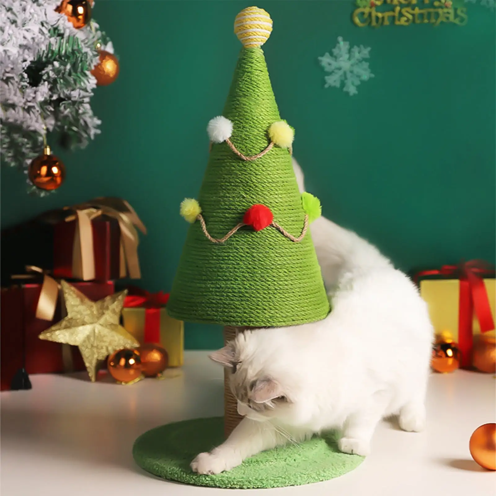 Christmas Gifts Clearance! Cbcbtwo Cat Climbing Frame Christmas Tree Natural Sisal Cat Scratch Column Simulation Pasture Large Wear-resistant Scratch Resistant Cat Toy Cat Scratch Board