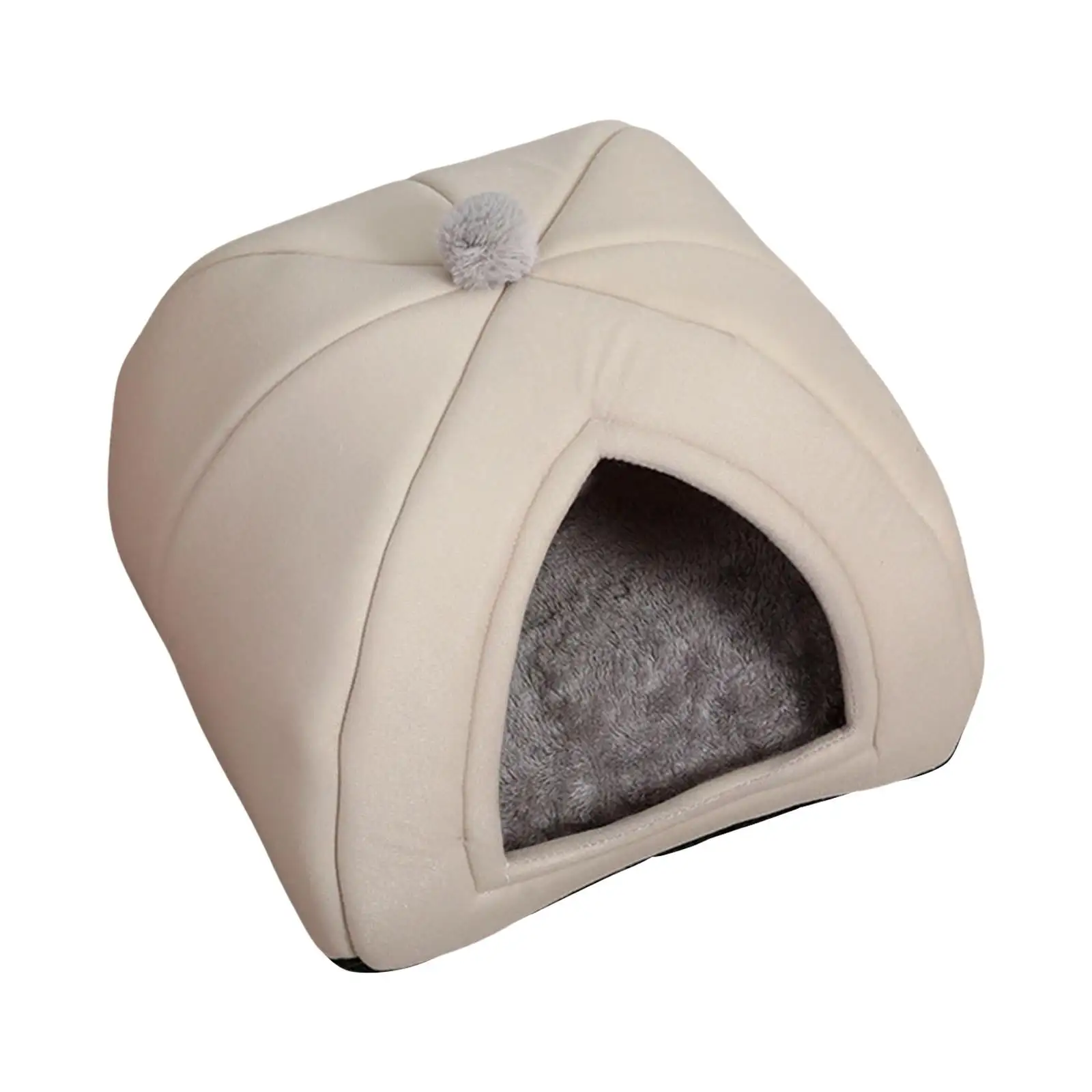 Cave Pet Bed Dog Tent Washable Nonslip Bottom Cat Warm House Cushion Blanket for M Gray