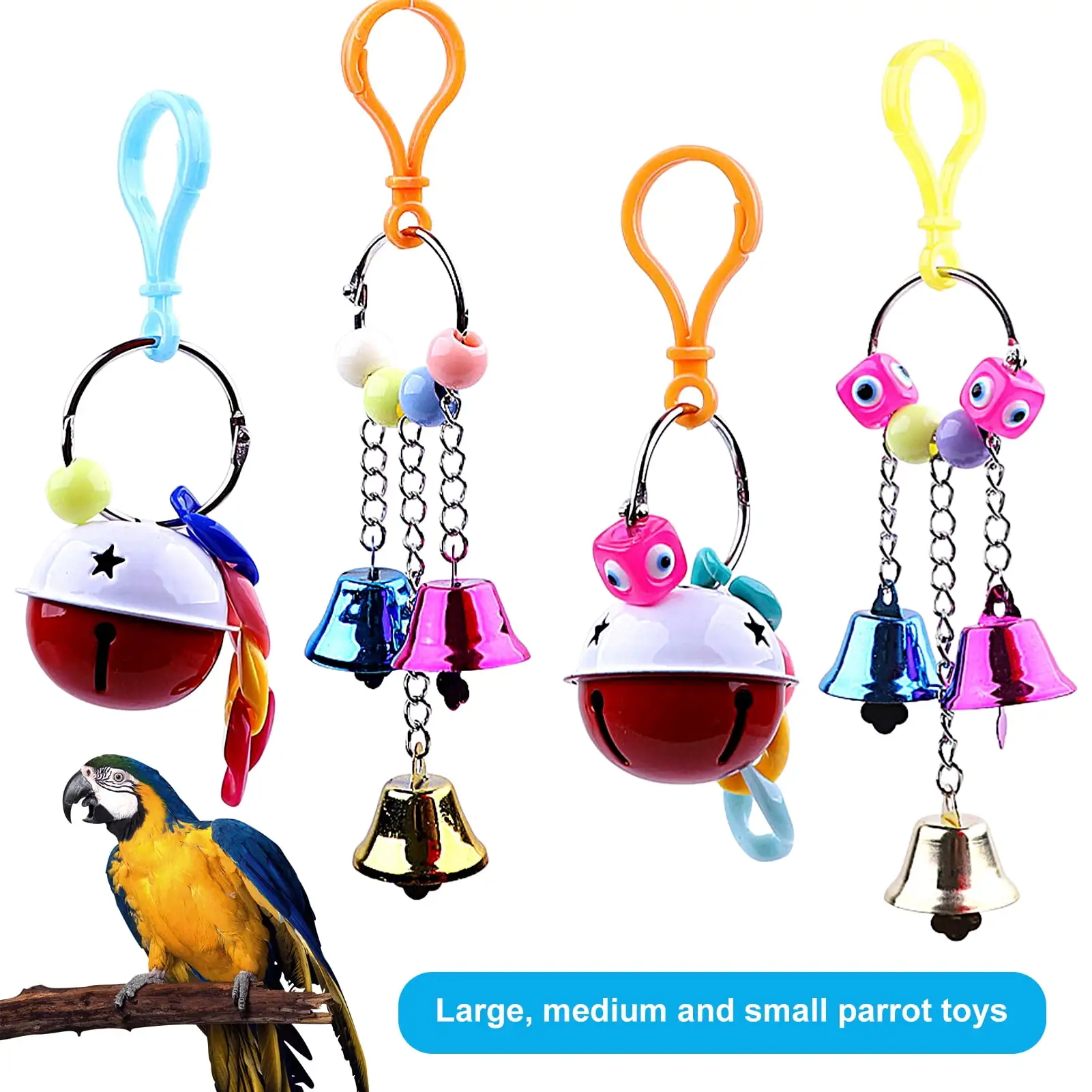 Wharick Pet Parrot Toy Bird Toys Hanging Bells Toy for Macaws Parakeet Lovebirds Cockatiels