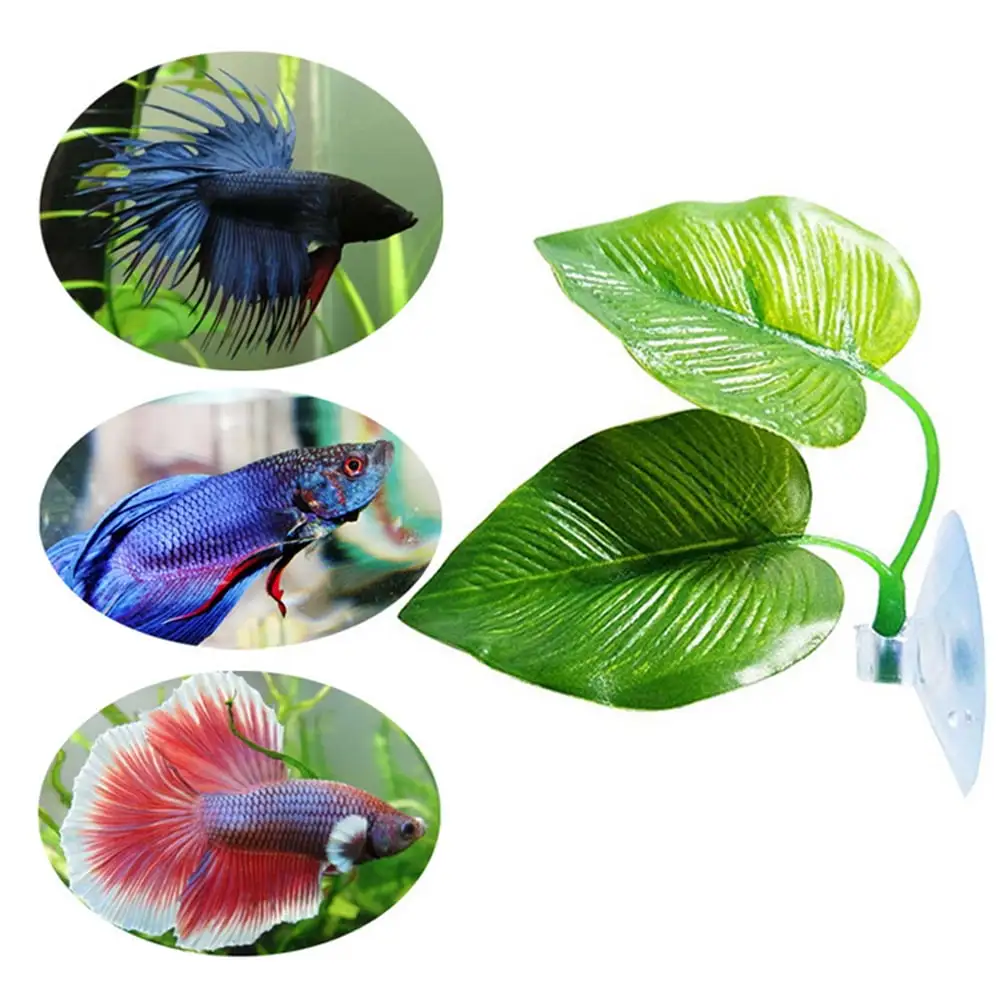 opvise Artificial Plant Leaf Betta Hammock Fish Tank Spawning Rest Bed Aquariums Decor