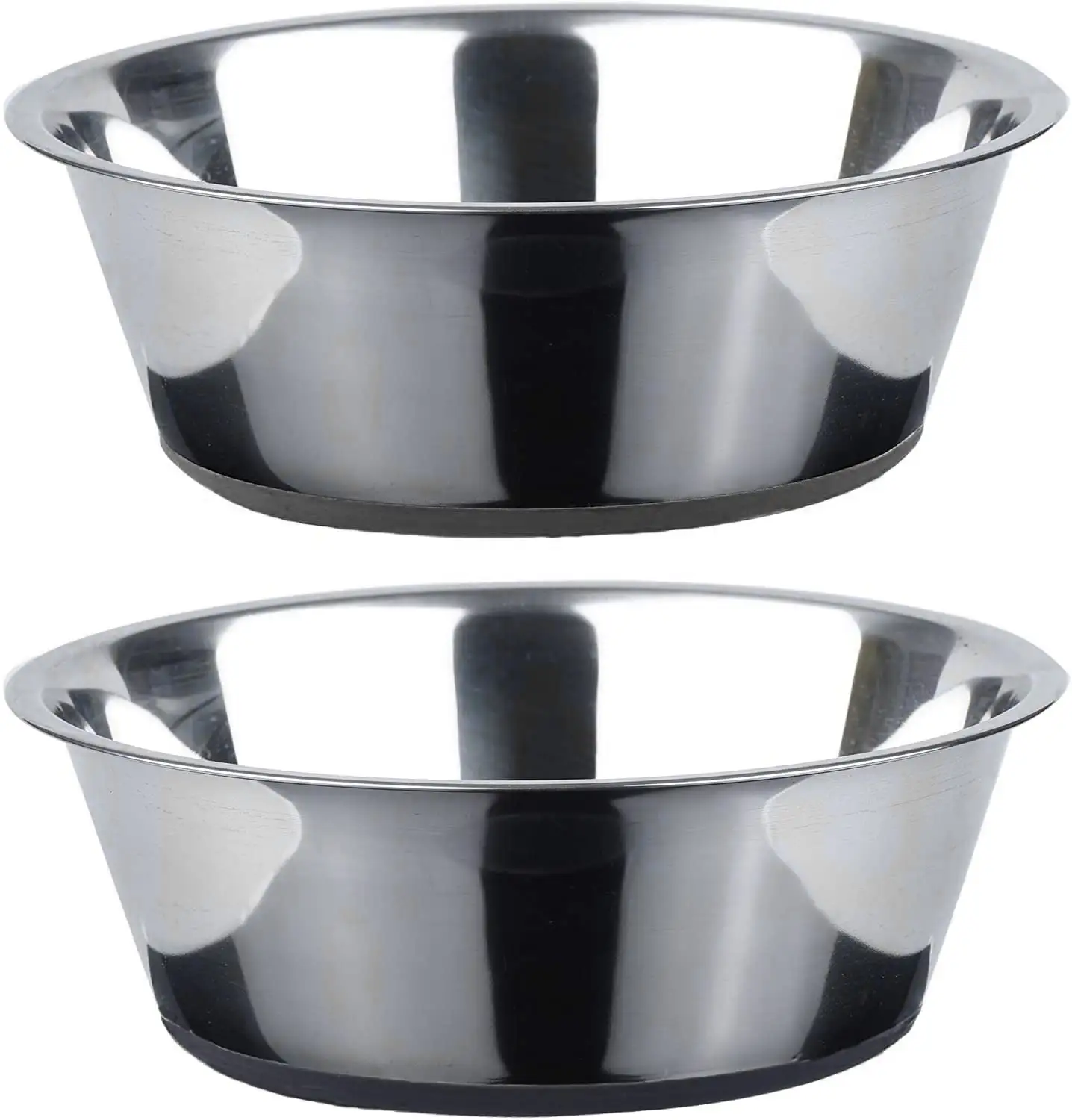 PEGGY11 Deep Stainless Steel Dog Bowl. Set of 2. Silicone Base. Rust Resistant. Food Grade. BPA Free. No Noise Pet Bowl for Dogs. Each Holds 16 Cups