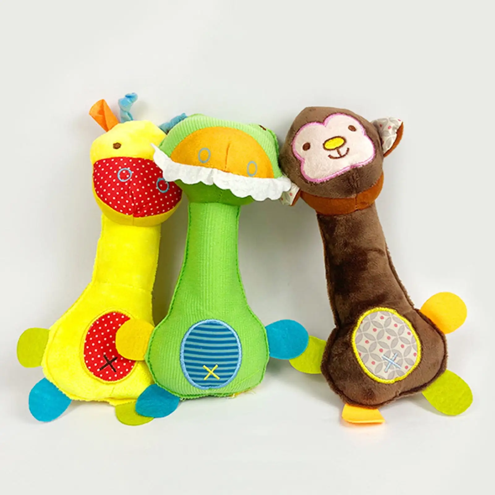 Opolski Squeaky Dog Toys Pet Bite Resistant Cartoon Monkey Deer Dinosaur Dolls Toy Plush Vocal Dog Rattle