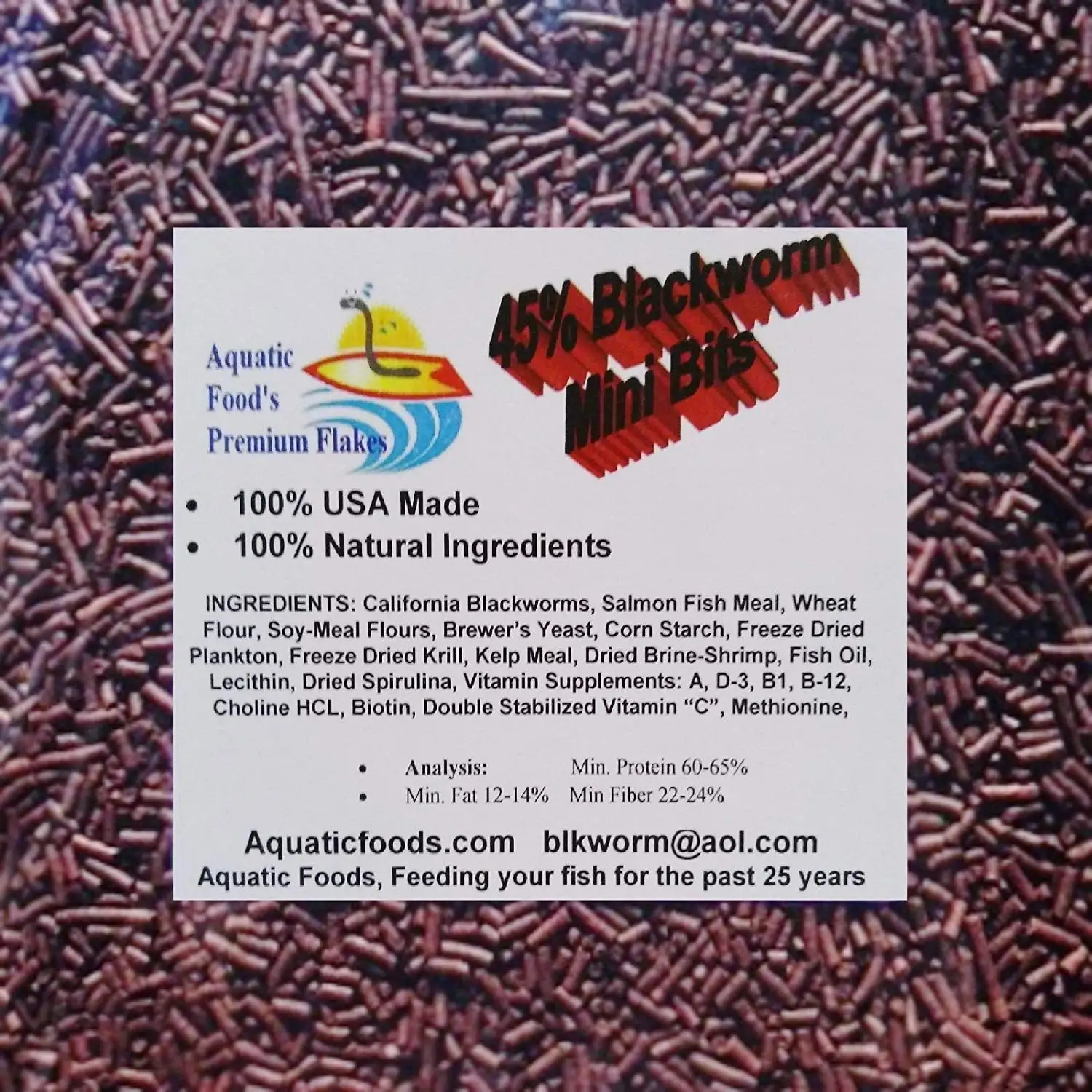 Aquatic Foods 45% California Blackworm Sinking Micro Sticks. Perfect for Discus. Cichlids & ALL Tropical Fish - 1-lb