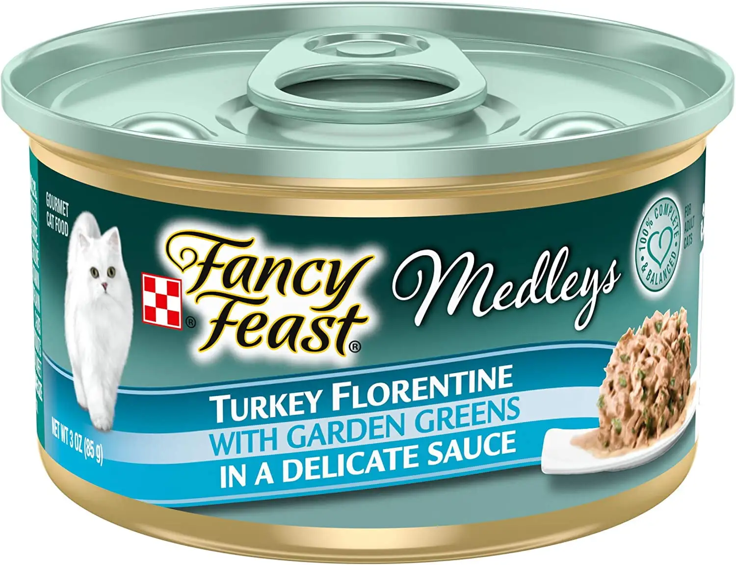 Purina Fancy Feast Medleys Turkey Florentine With Garden Greens in a Delicate Sauce Adult Wet Cat Food. 3 Ounce (Pack of 24)