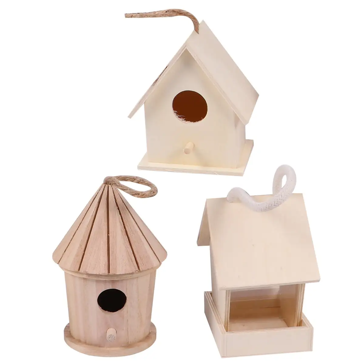 Frcolor Birdhouse Bird Wooden Paintable Box Nestwood Hanging Diy Kit Craft Unfinished Crafts Kids Toys