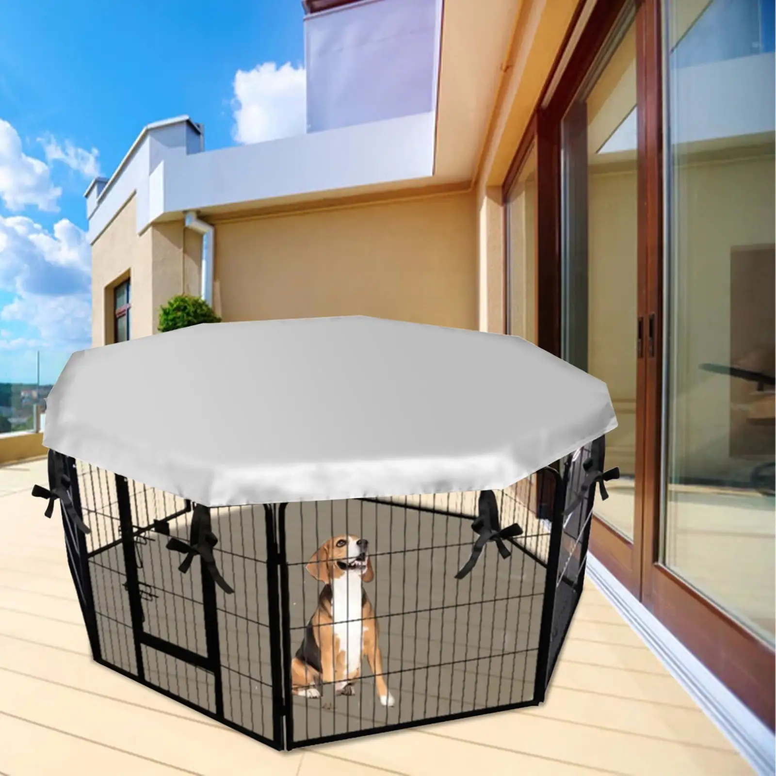 2023 Summer Savings Clearance! WJSXC Dog Playpen Cover -Sun/Rain Proof Dog Pen Cover Provide Shade and Security Outdoor Indoor.Fits 24in Pet Playpen with 8 Panels (Note: Playpen Not Included) Silver