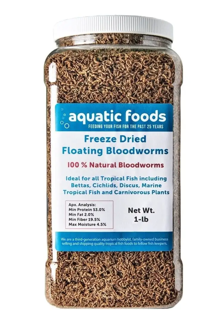 Bloodworms- Freeze Dried Grade A Floating Bloodworms for Discus. Cichlids. All Tropical Fish. Carnivore Plants??1-lb Lg Jar