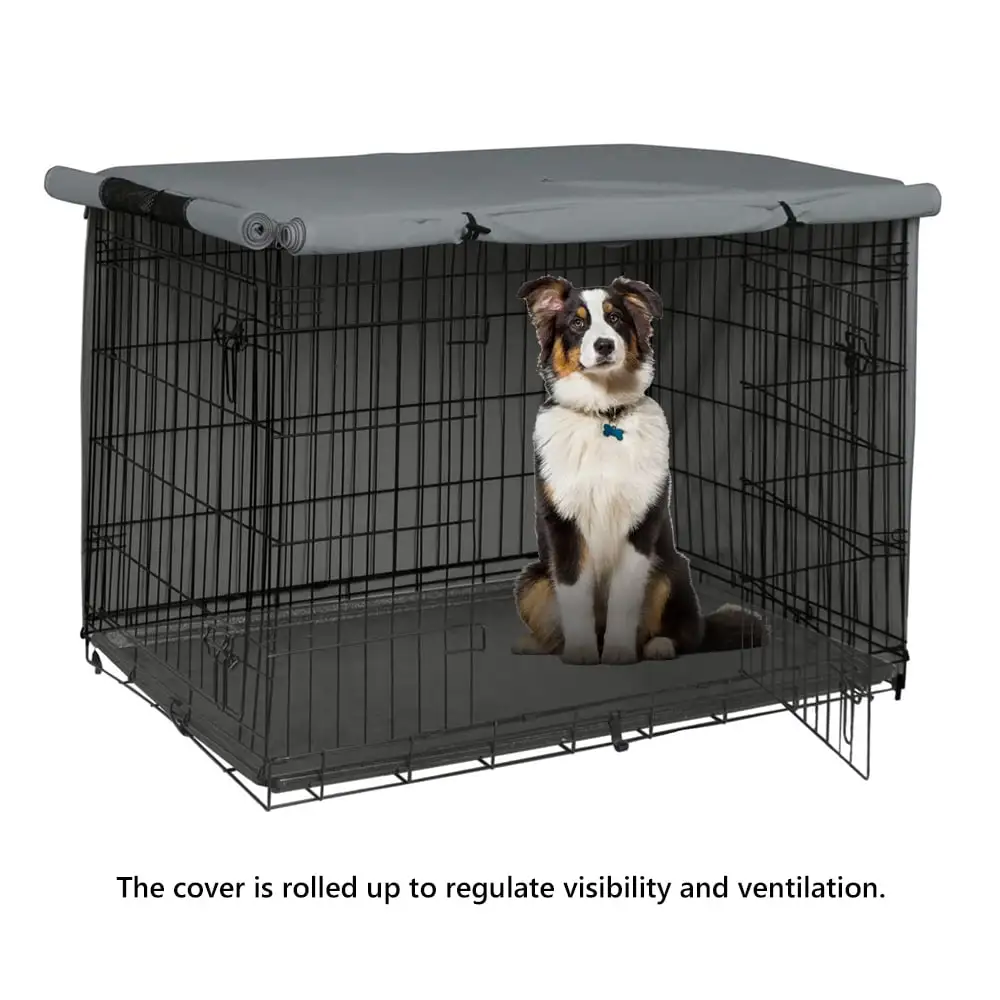 Mamamax Dog Crate Cover.Durable Double Door Dog Crate Cover.Windproof Privacy Pet Kennel Covering Cloth.Breathable.Fit for 36 Inch Wire Dog Crate(49 x 31 x 33. Gray)