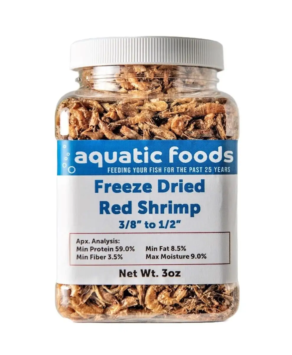 Red Shrimp--Freeze Dried 3/8 to 1/2 Red River Shrimp for All Tropicals. Turtles. Koi & Pond Fish. Rodentsa?|3oz Small Jar