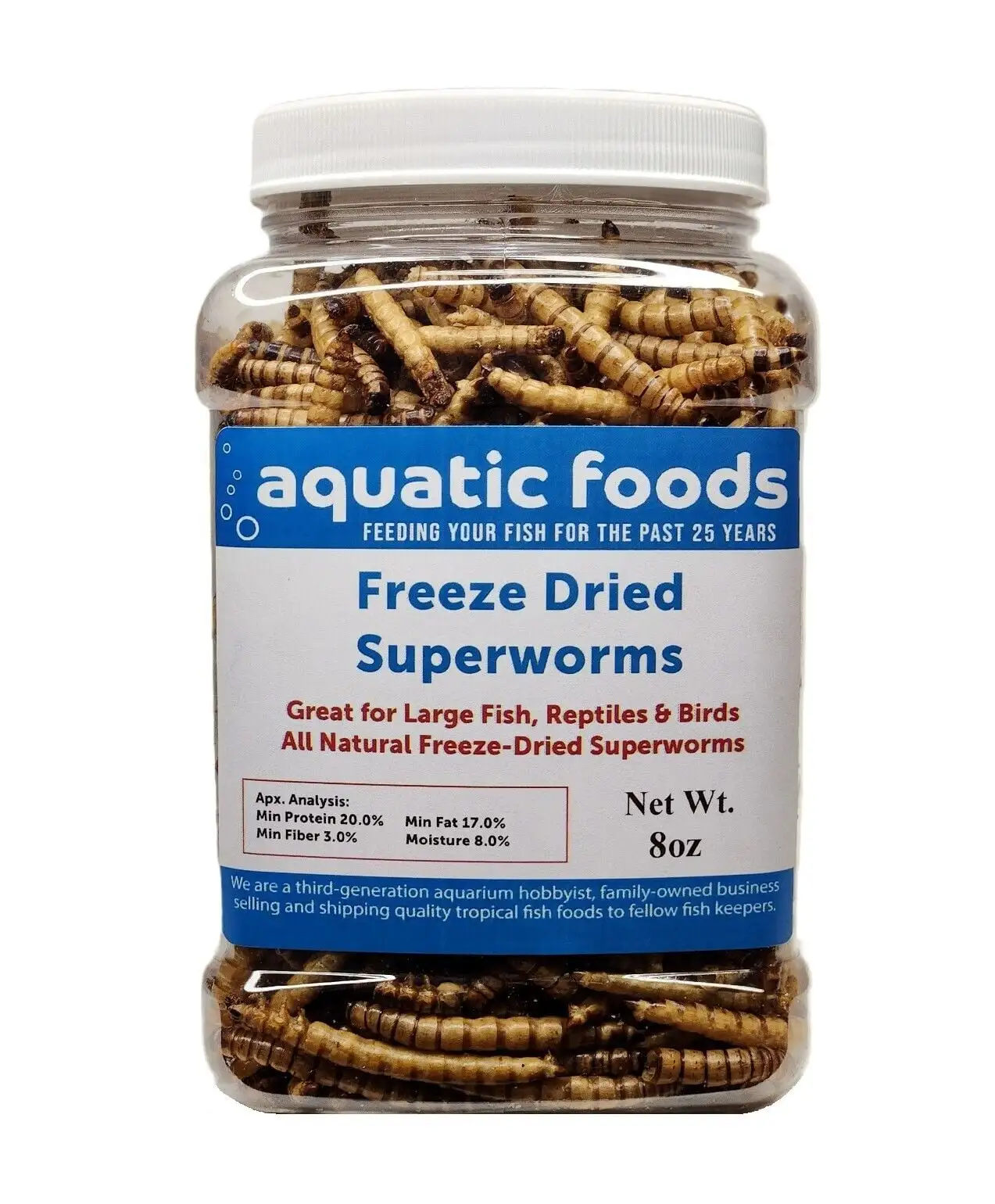 Superworms-- Freeze Dried Superworms for Tropical Fish. Reptiles. Turtles. Tortoises. Frogs. Hamsters. Birds. Rodentsa?|8oz Med Jar