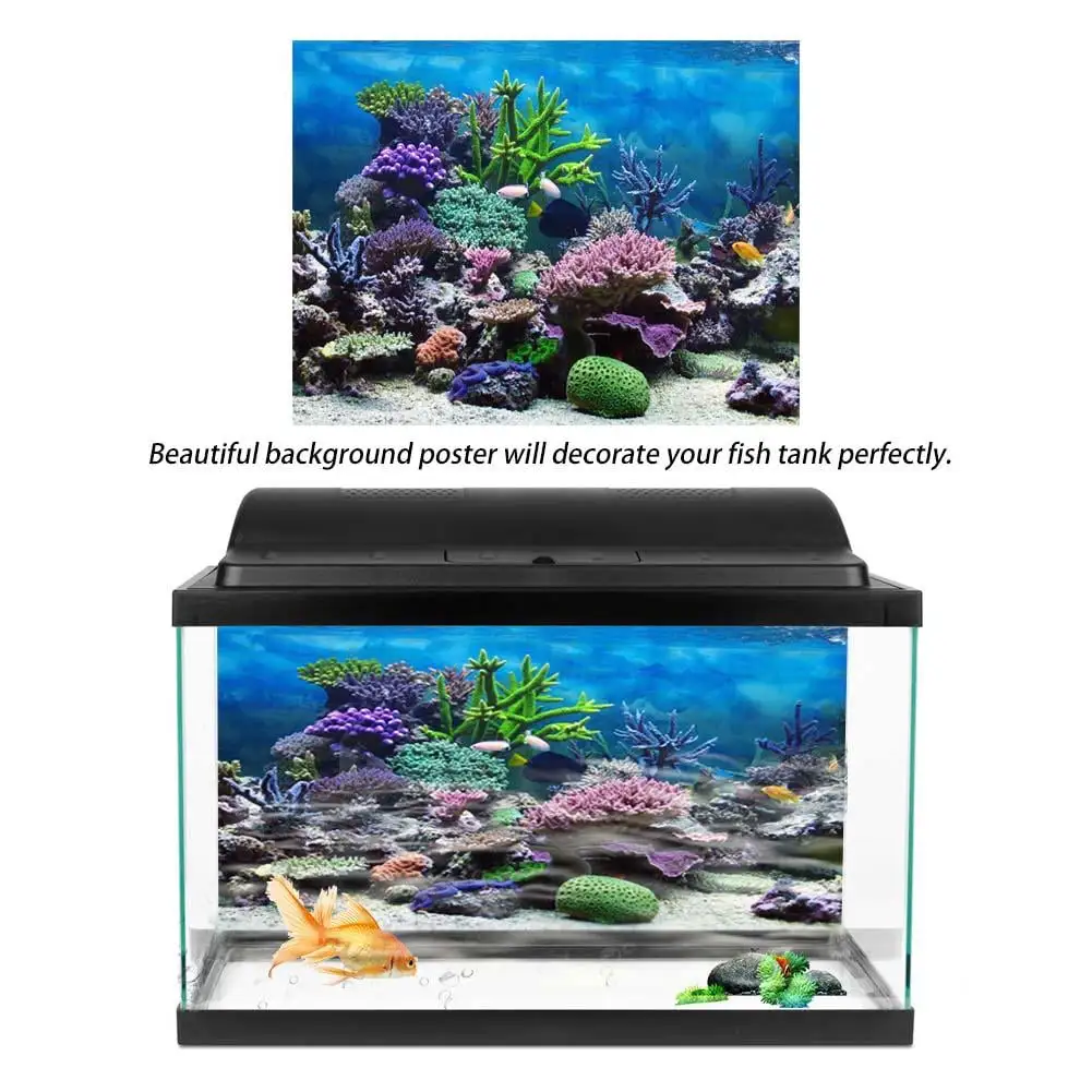 Mgaxyff Fish Tank Background Paper. Fish Tank Decoration Poster.PVC Adhesive Underwater Coral Aquarium Fish Tank Background Poster Backdrop Decoration Paper