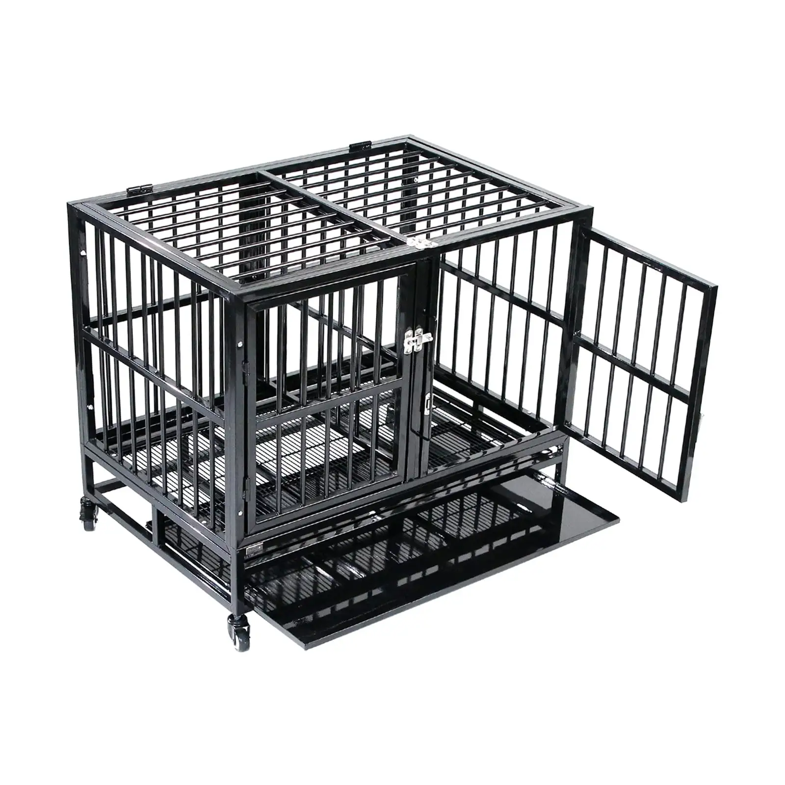 Walnest 36 Dog Crate for Large Dogs Kennel Double Door Design Heavy Duty Metal Dog Cage