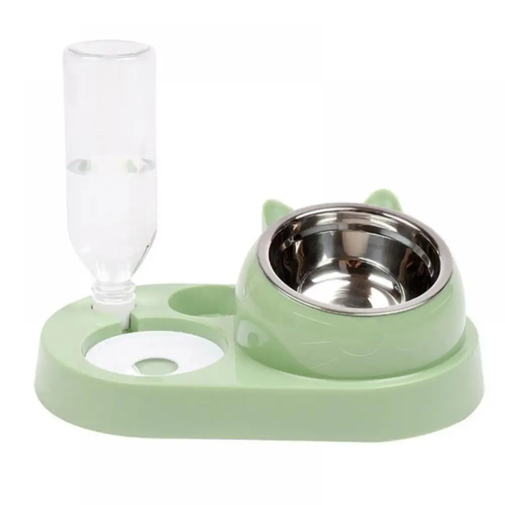 Orchip Tilted No-Spill Pet Water Food Feeder Double Bowls Set for Dogs Cats