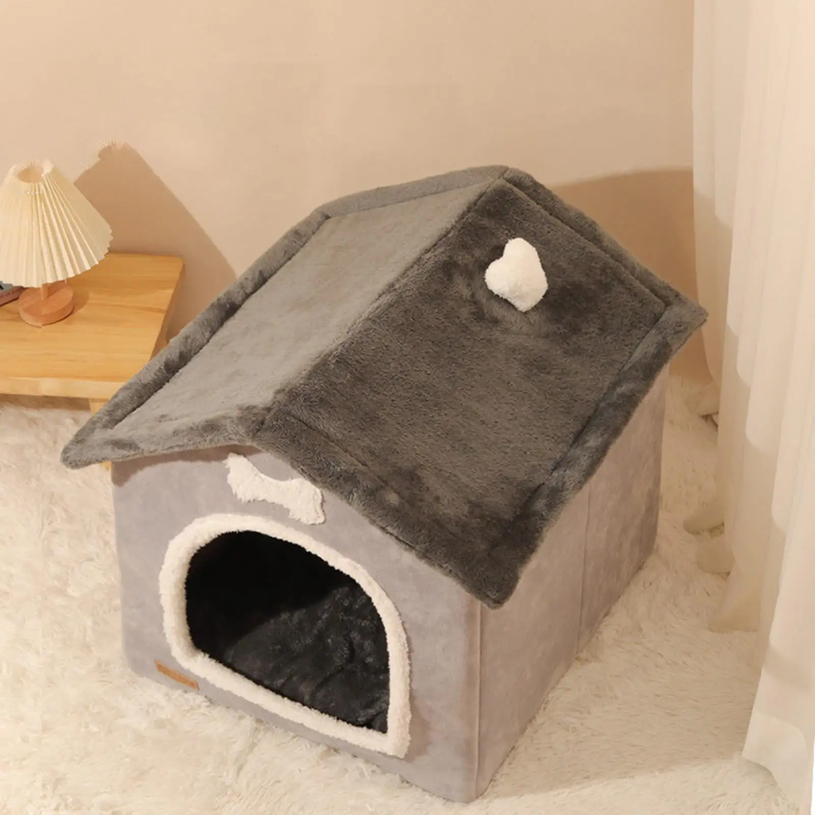 Dog Bed House with Removable Washable Cushion Kennel Cat Bed for Indoor