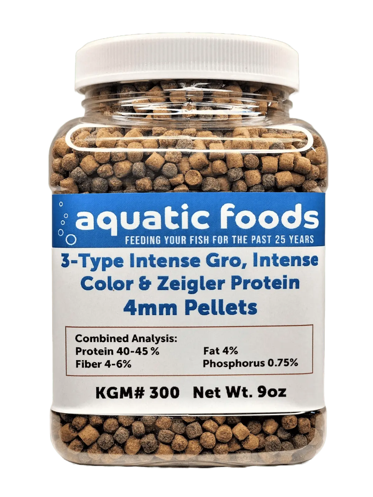 3-Type Blend of 4mm Floating Intense Growth & Intense Color Enhancing & Zeigler 40% Protein Pellets for ALL Tropicals & Pond Fish KGM-300a?|9oz Small Jar