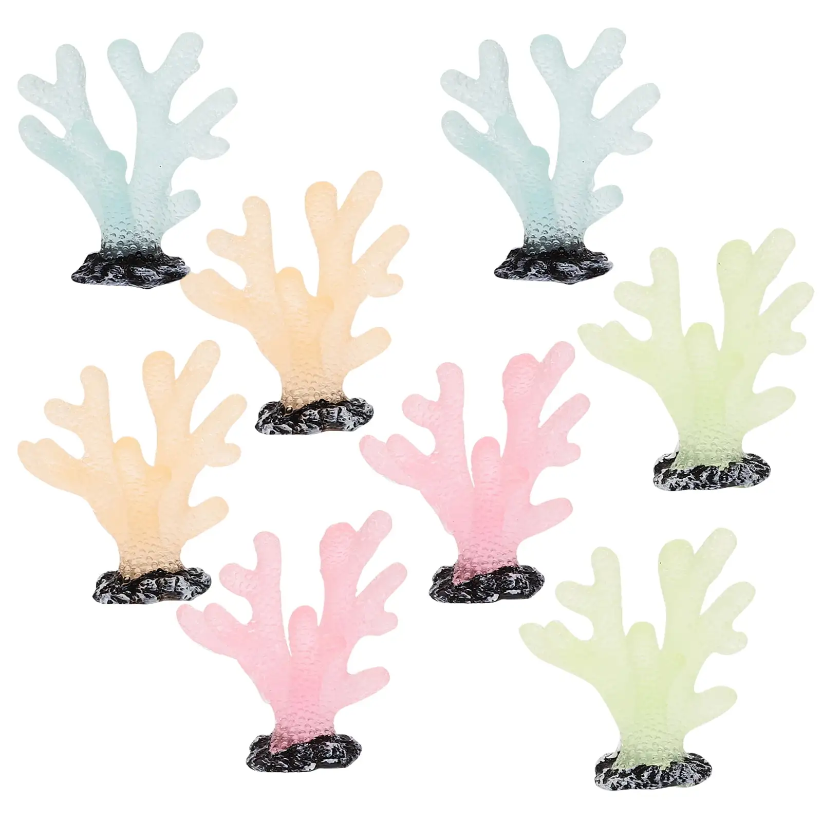 8pcs Aquarium Coral Reef Decoration Simulated Coral Aquarium Coral Ornament Glow in the Dark Coral