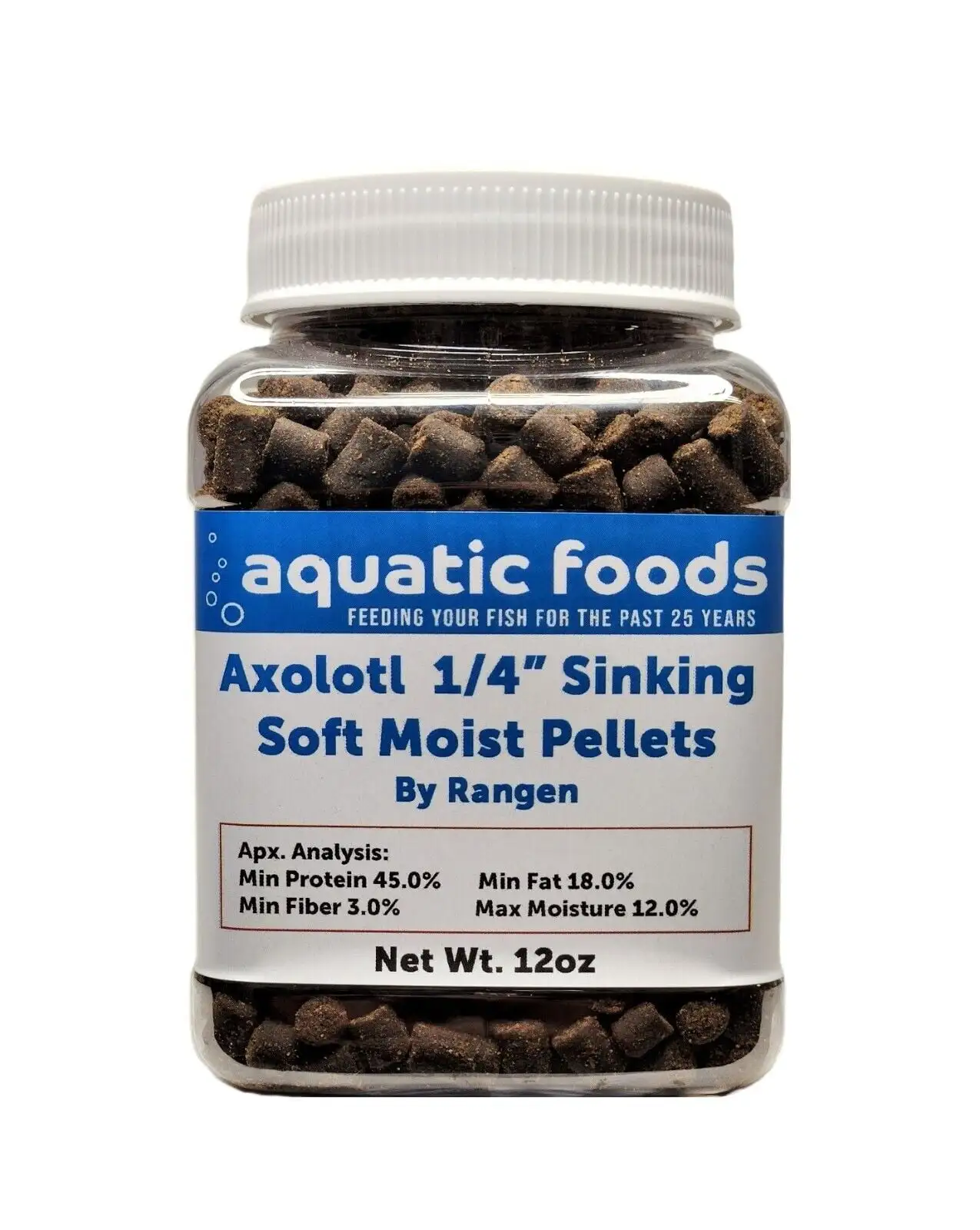 Axolotl Food 1/4 Soft Moist Sinking Rangen Salmon Pellets for Adult Axolotl also Shrimp. Snails. Crabs. Crayfish. Bottom Tropical Fish...12oz Small Jar