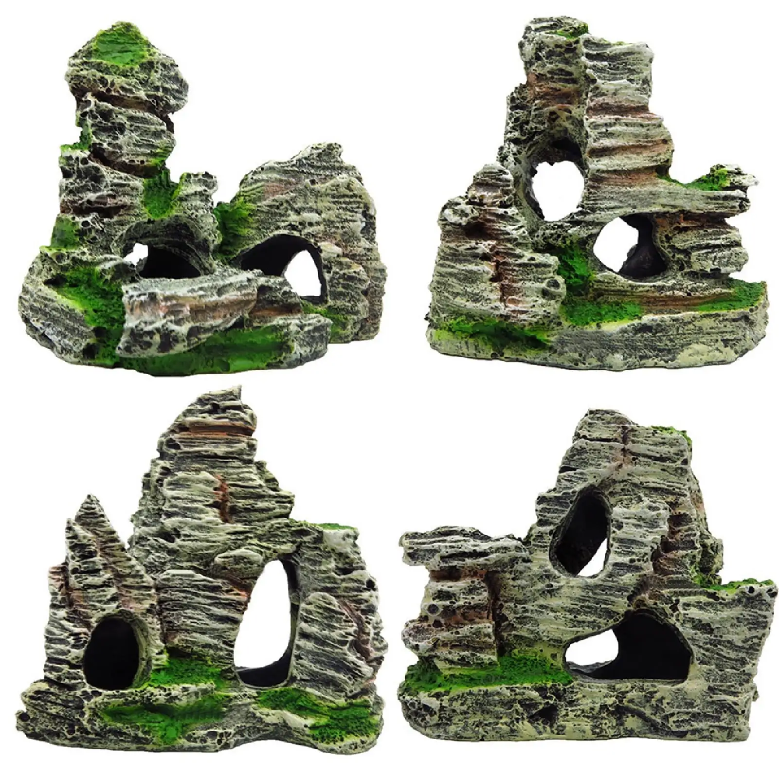 Walbest Mountain View Decor Rockery Landscape Rock Hiding Cave Tree Aquarium Ornament Fish Tank Decoration. 4 Style