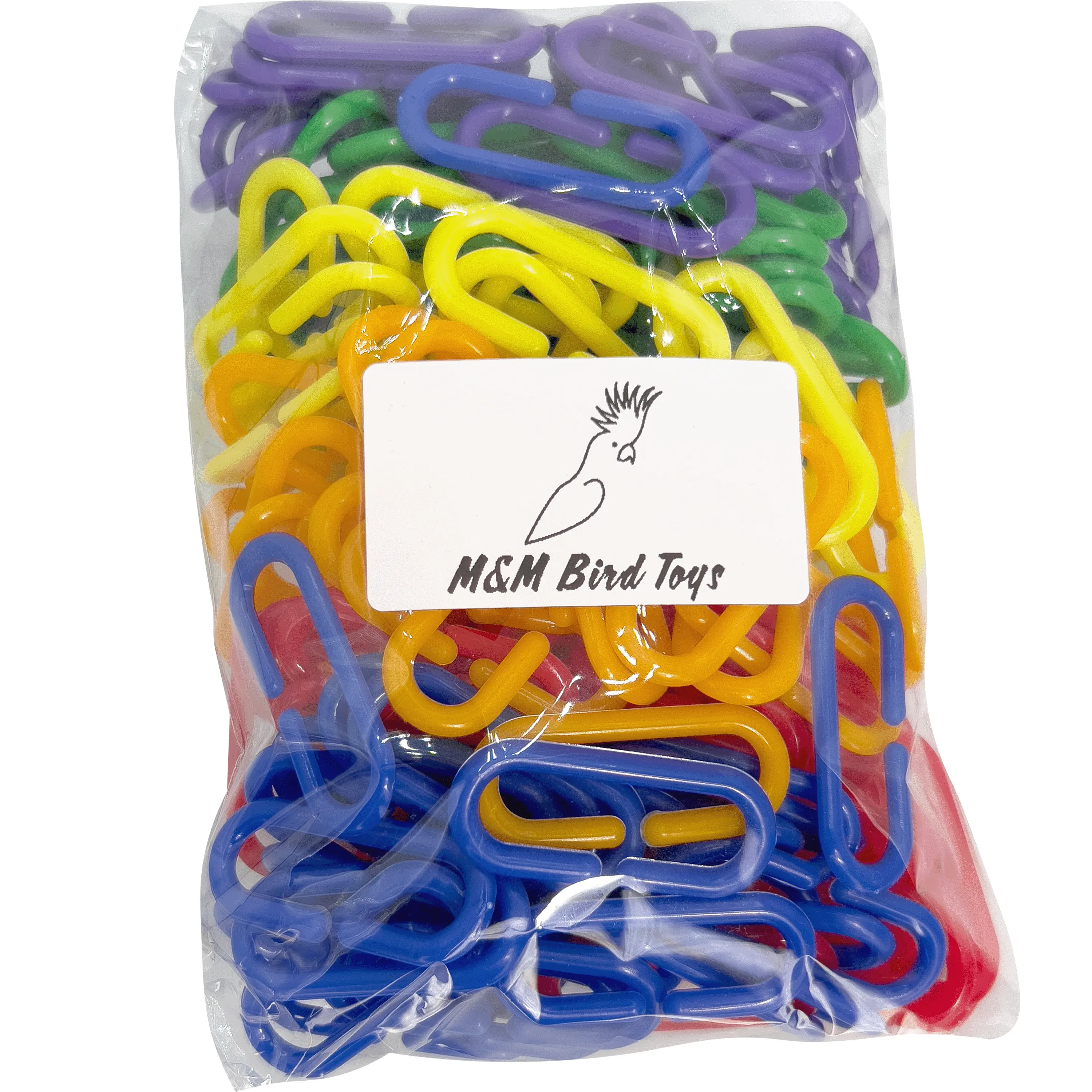 2138 Rainbow Clips Pk150 Mandarin Bird Toys by M&M - Colorful Classic Plastic C Link