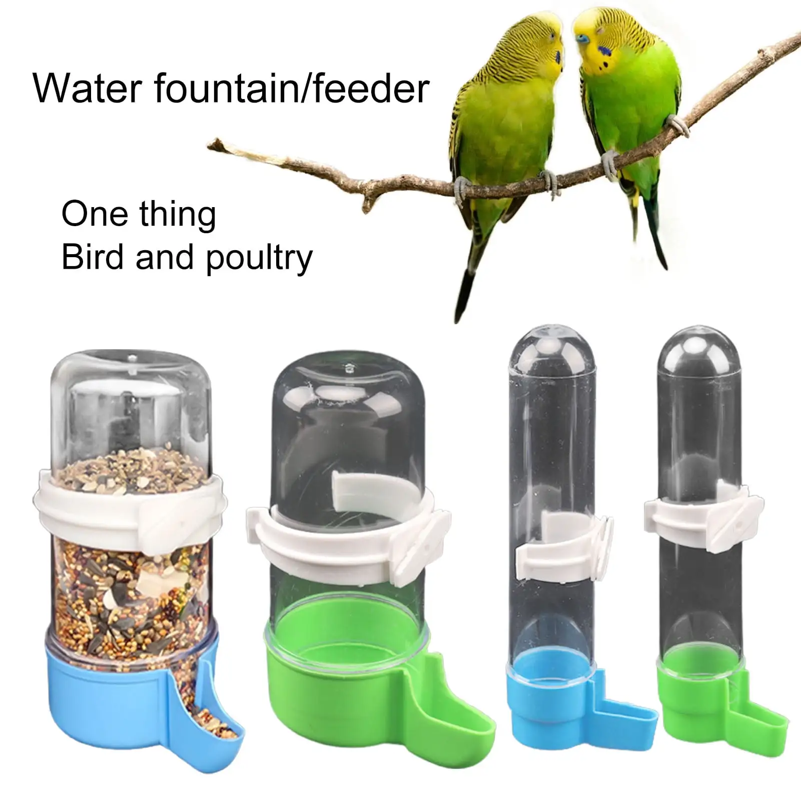 wirlsweal 120ml/240ml/490ml Bird Water Feeder Transparent Large Capacity Buckled Design Bite-Resistant Easy to Refill Pet Bird Automatic Water Dispenser Drinking Cup Pet Supplies