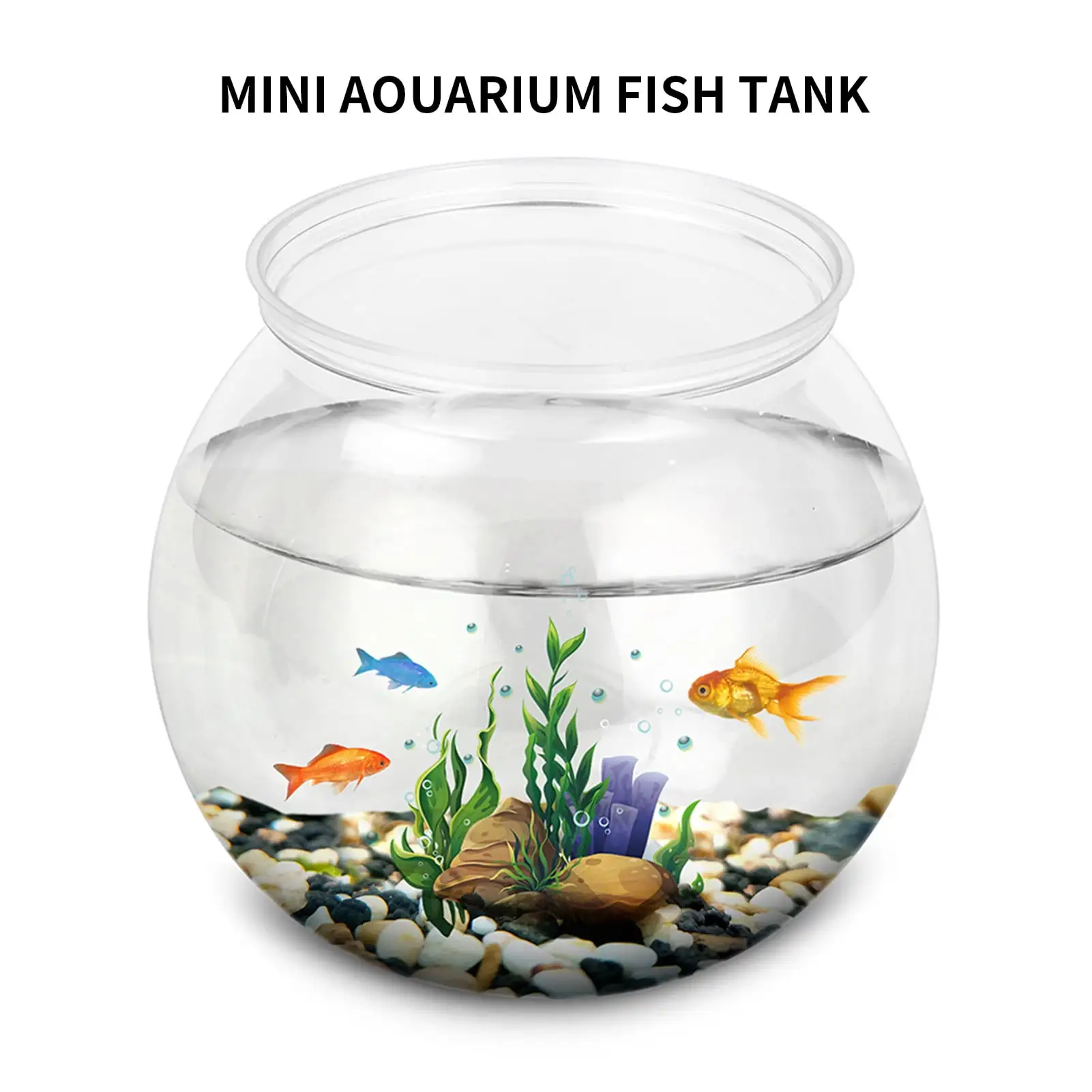 UDIYO Fish Tank Transparent Anti-drop Smooth Plastic Aquarium Tank Round Fish Bowl Home Use